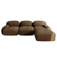 ECKSOFA cord in braun mit ottoman, rahmenlos & montagefrei - Walnussfarben, Textil (298/178cm) - Urban Meuble