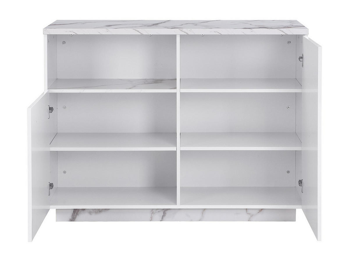 KÜCHENINSEL mit 2 Türen & 1 Ablagefach aus MDF - Marmor-Optik Weiß - CORELINA - Weiß, Holz (120/90/60cm) - Vente-Unique