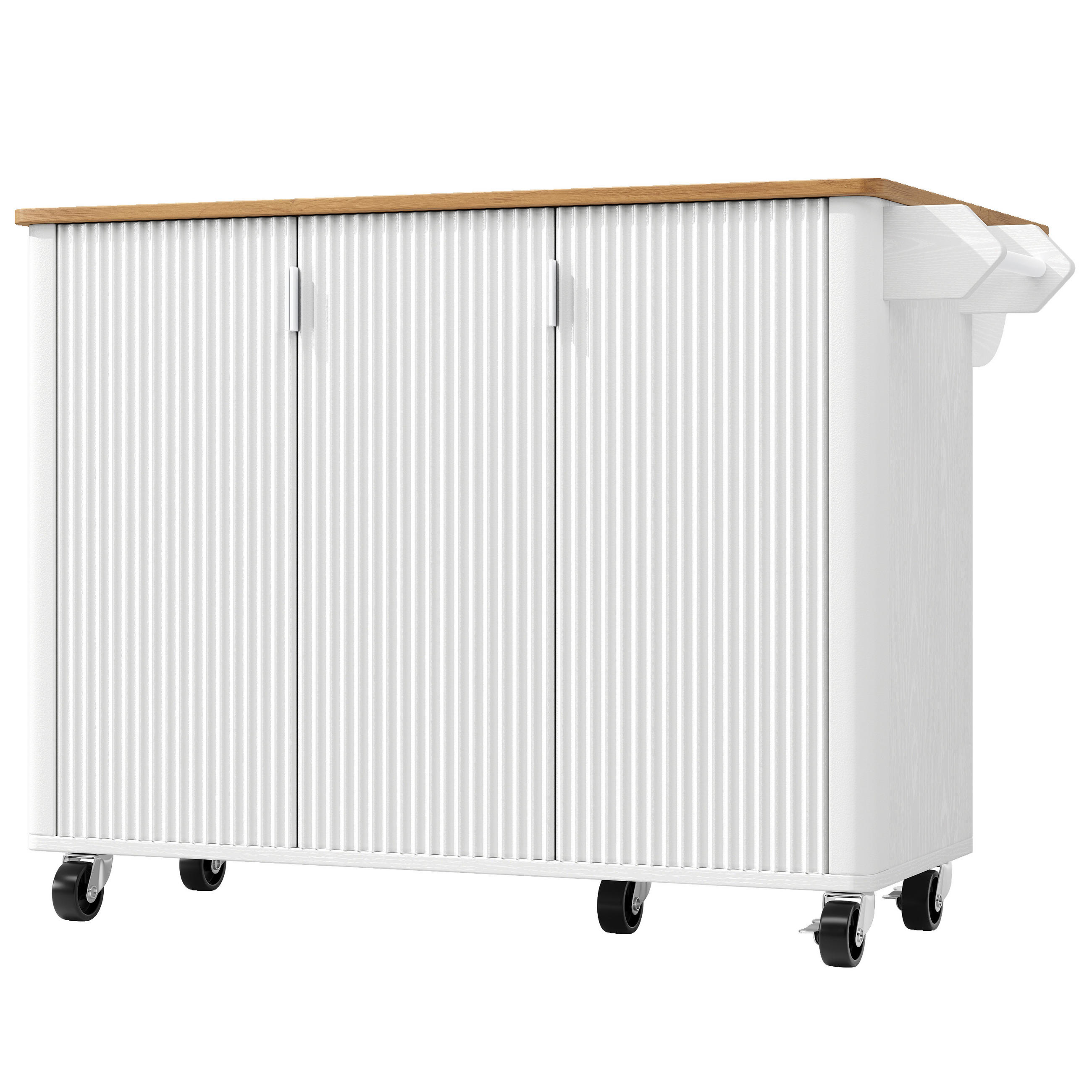 KÜCHENINSEL 130cm AUSZIEHBAR Küchenwagen Weiß Schwarz - Weiß, Holzwerkstoff (130/92/45cm) - FLIEKS
