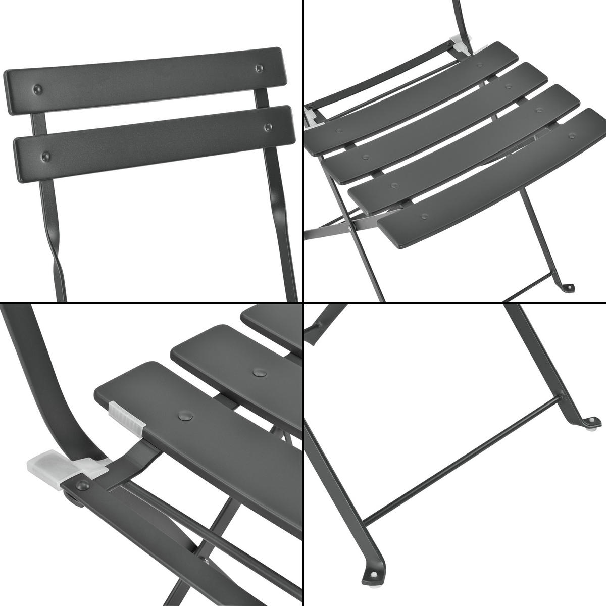 BALKON-SET 3 TLG. Caprile - Dunkelgrau, Metall - [en.casa]