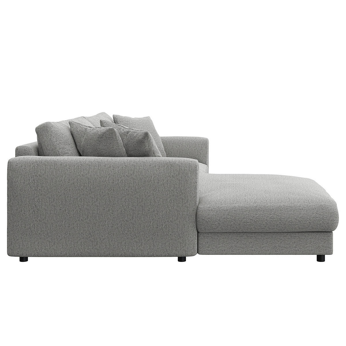 ECKSOFA mit Longchair - Hellgrau/Schwarz, Holz/Kunststoff (238/183cm) - home24