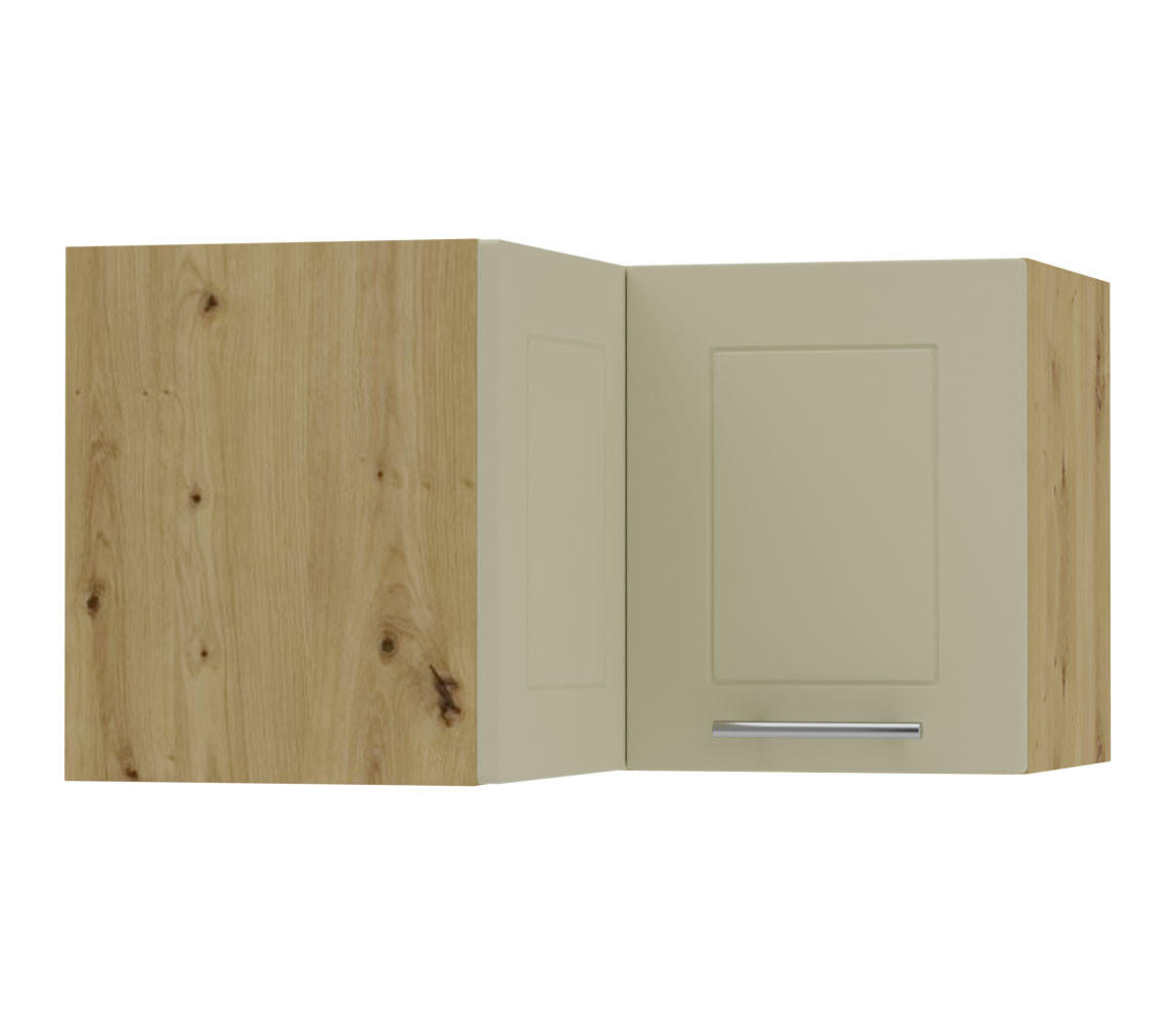 ECKHÄNGESCHRANK Kvantum W12/60/36 Vanille Matt / Eiche Artisan Matt 60 / 60 / 36cm - Creme/Eiche Artisan, Holz/Holzwerkstoff (60/36/60cm) - Feldmann-Wohnen