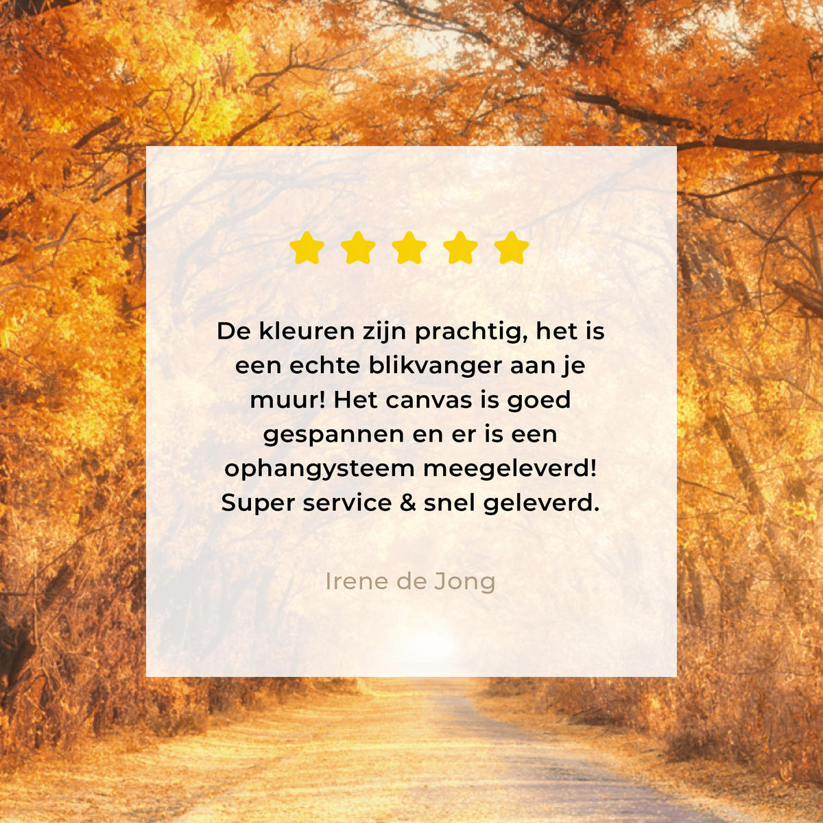 LEINWANDBILD Wald - Herbst - Bäume - Waldweg - Natur Deko Groß 90x90 cm - Bernsteinfarben, Textil (90/90cm) - MuchoWow