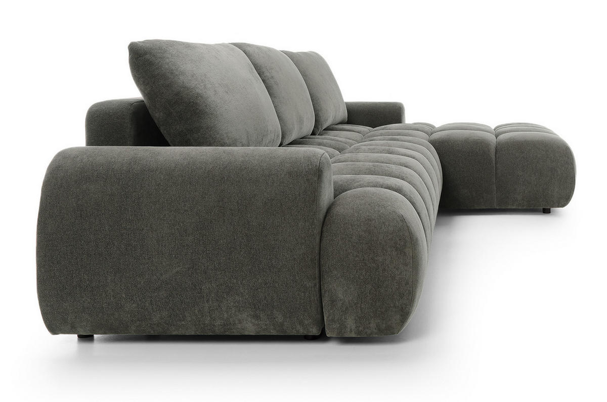 ECKSOFA 340 cm Valerio II, Schlaffunktion, Bettkasten, Rechts, Dunkelgrau - Dunkelgrau, Holz (177/340cm) - Emporius
