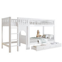 ETAGENBETT 90/200 cm Weiß/Natur mit vierseitigen Geländern und gerader Leiter - Weiß, Holz (90/200cm) - Flora Grace