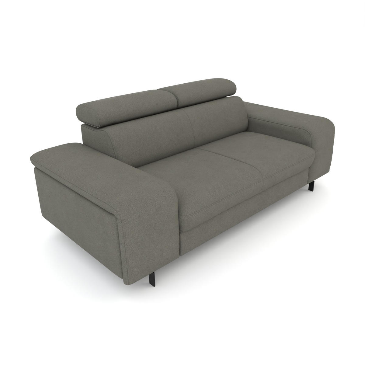 2,5-SITZER Vaasa Flachgewebe Grün klappb. Kopfstützen 198/100/81 cm - Graubraun, Kunststoff/Textil (198/81/70cm) - foamnova