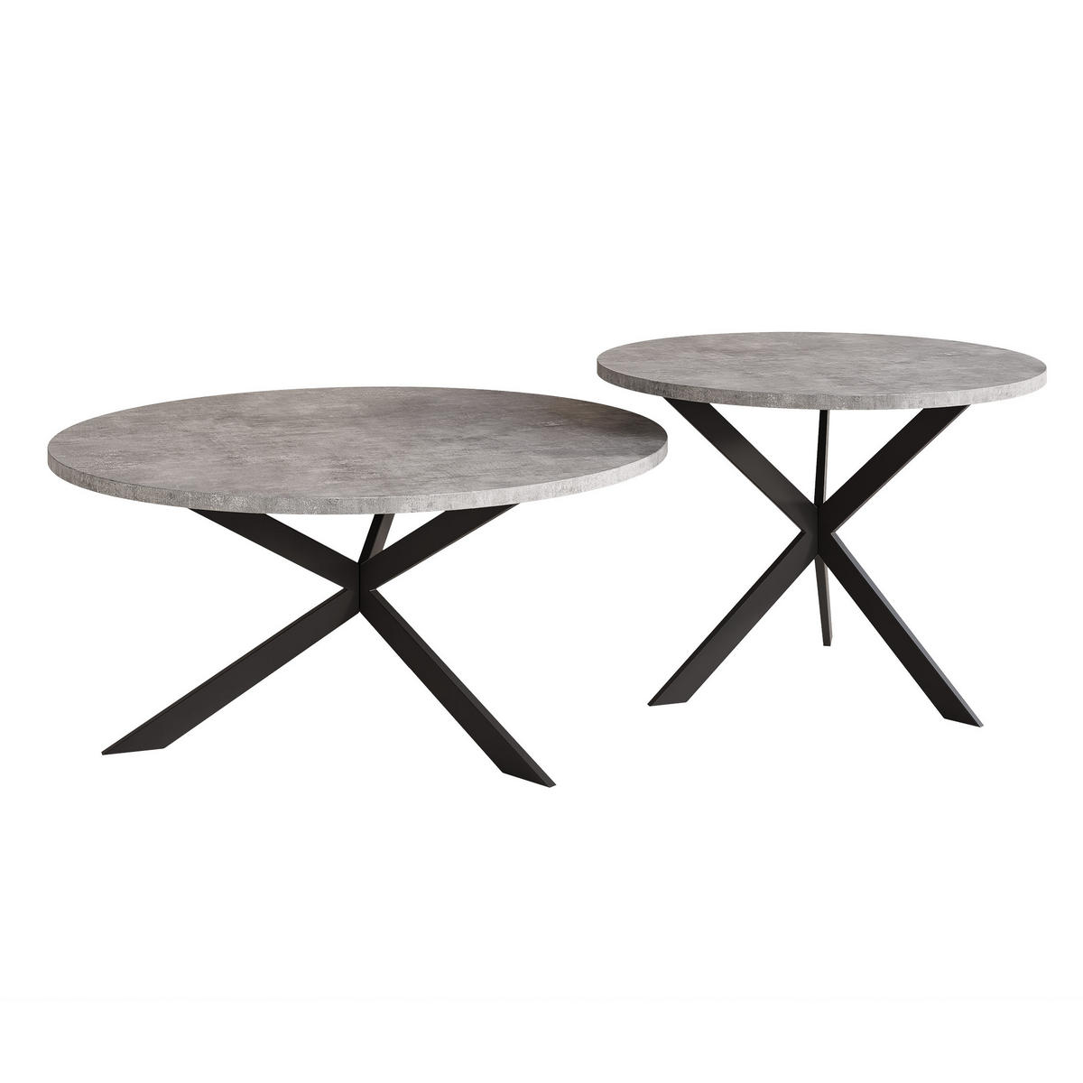 COUCHTISCH rund auf MDF,Grau - Schwarz/Grau, Holzwerkstoff (75/75/36cm) - Idohome