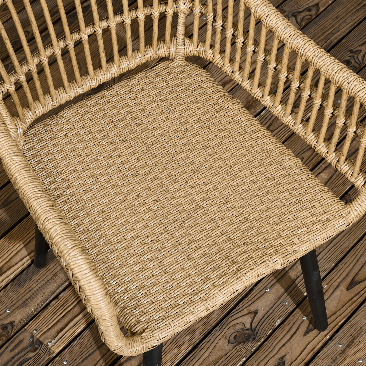GARTENESSGRUPPE DE-13594 mit 6 Stühlen & Glastisch, PE-Rattan Natur - Naturfarben, Metall - ComfortXL
