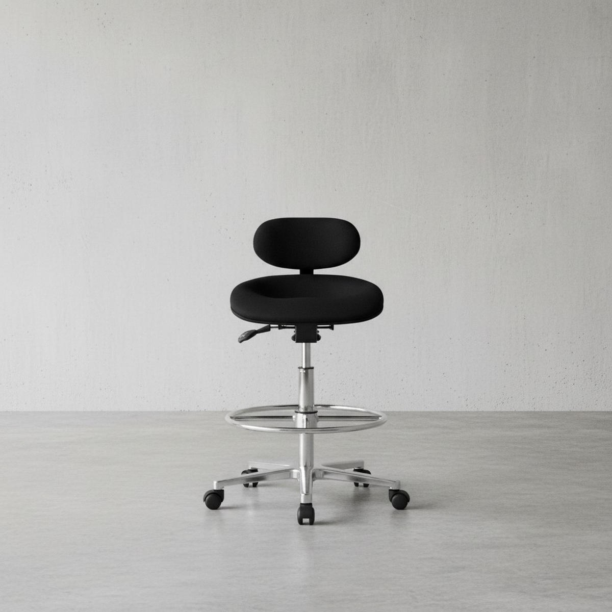 ARBEITSSTUHL Stoffbezug mit höhenverstellbarer Sitzfläche und Rückenlehne, Aluminium-Fußkreuz MODENA - Silberfarben/Schwarz, Textil/Metall (60/114/60cm) - KADIMA DESIGN