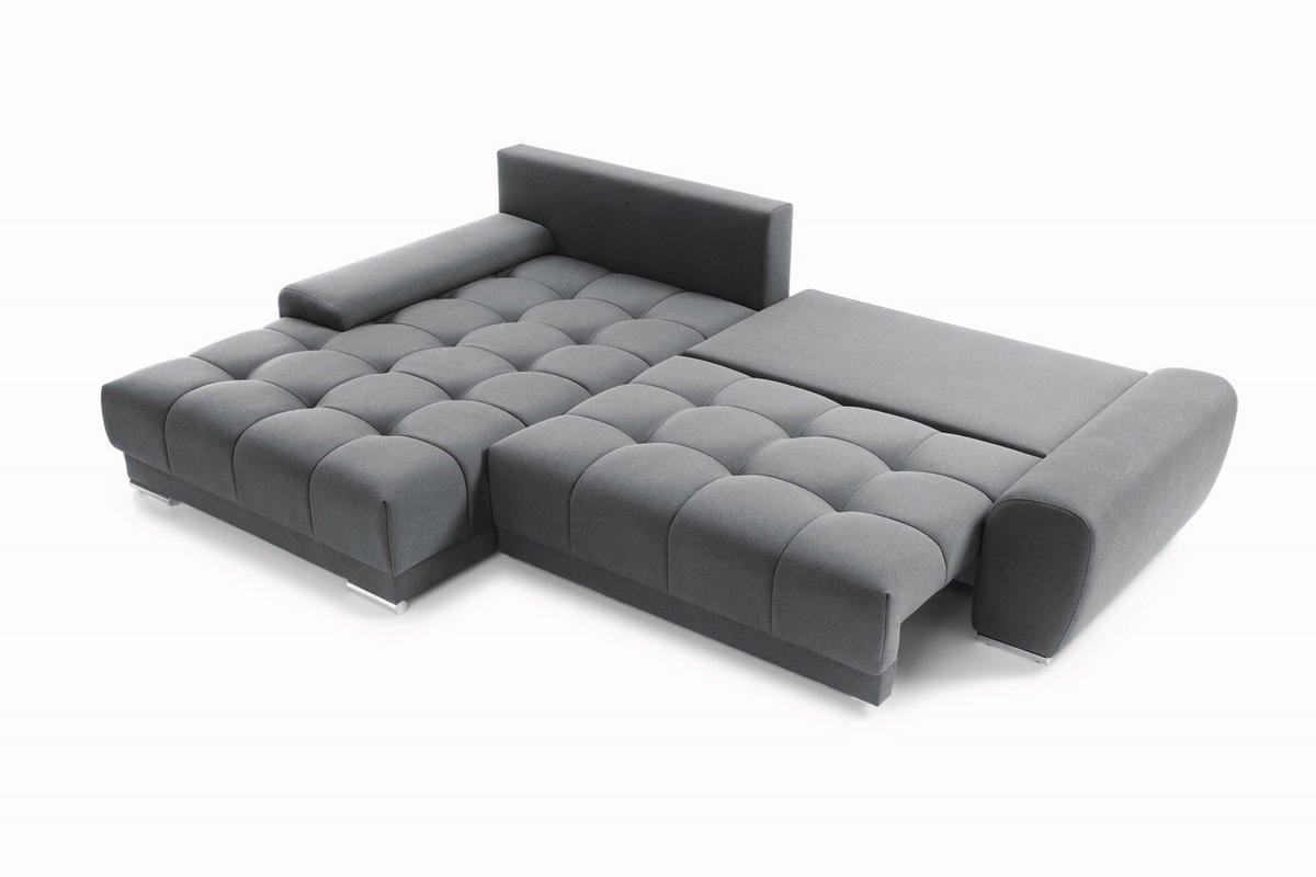ECKSOFA WAVE Mit Schlaffunktion, Stoff SORO, Schwarz Links - Schwarz, Holz (105/281cm) - Kaiser Möbel