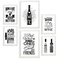 POSTER Set Mit 6 Weinästhetik Größe A3 & A4 Weißer Rahmen - Weiß, Papier (29.7/1cm) - Nacnic