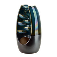 RÄUCHERKEGELHALTER Backflow blau 8/8/17 cm Keramik - Blaugrau, Keramik (8/17/8cm) - Mondex