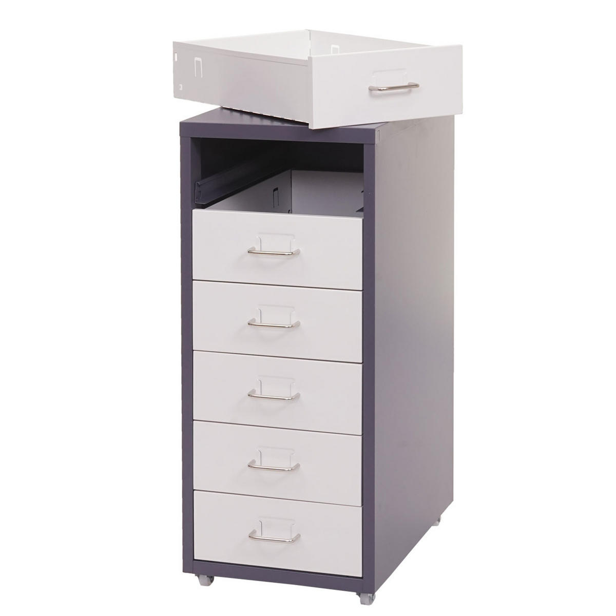 ROLLCONTAINER Anthrazit, Weiß - Anthrazit/Weiß, Metall (28/69/41cm) - MCW
