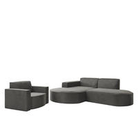 SOFASET Palma Ecksofa Sessel Opera - Anthrazit, Holzwerkstoff/Textil (236/78/165cm) - Fun Möbel