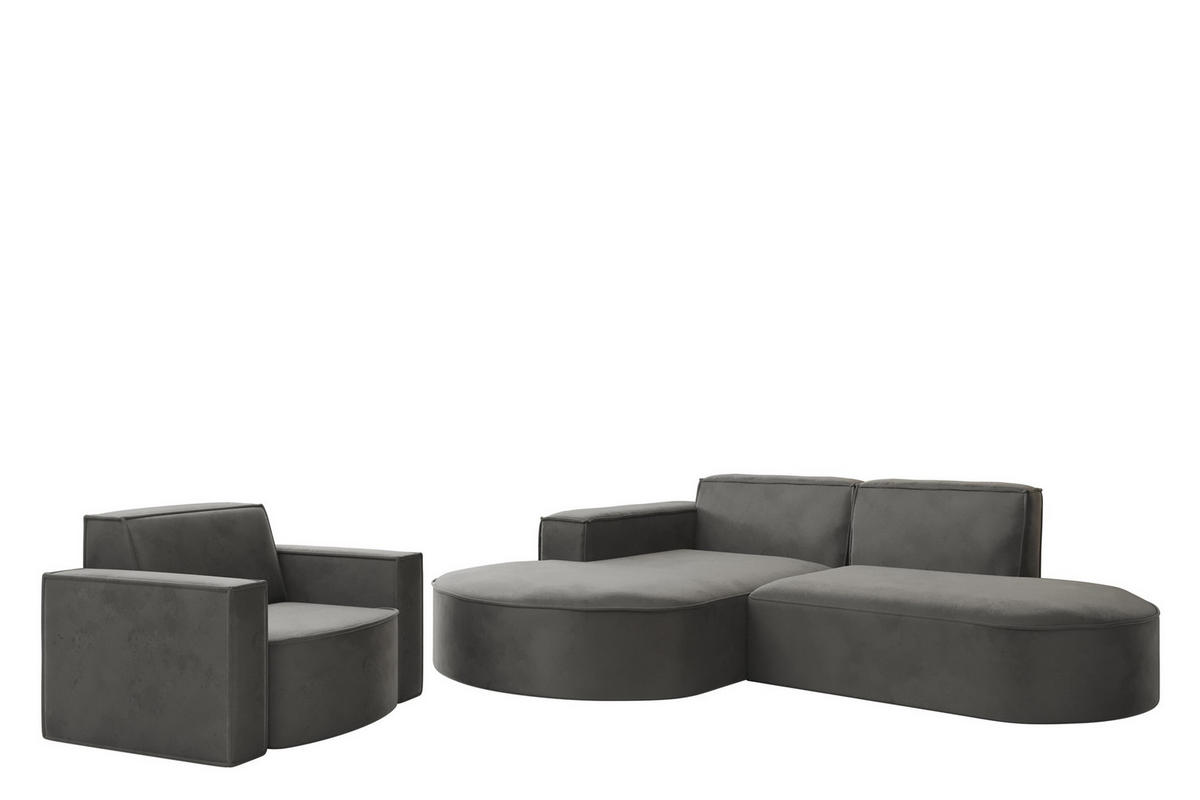 SOFASET Palma Ecksofa Sessel Opera - Anthrazit, Holzwerkstoff/Textil (236/78/165cm) - Fun Möbel