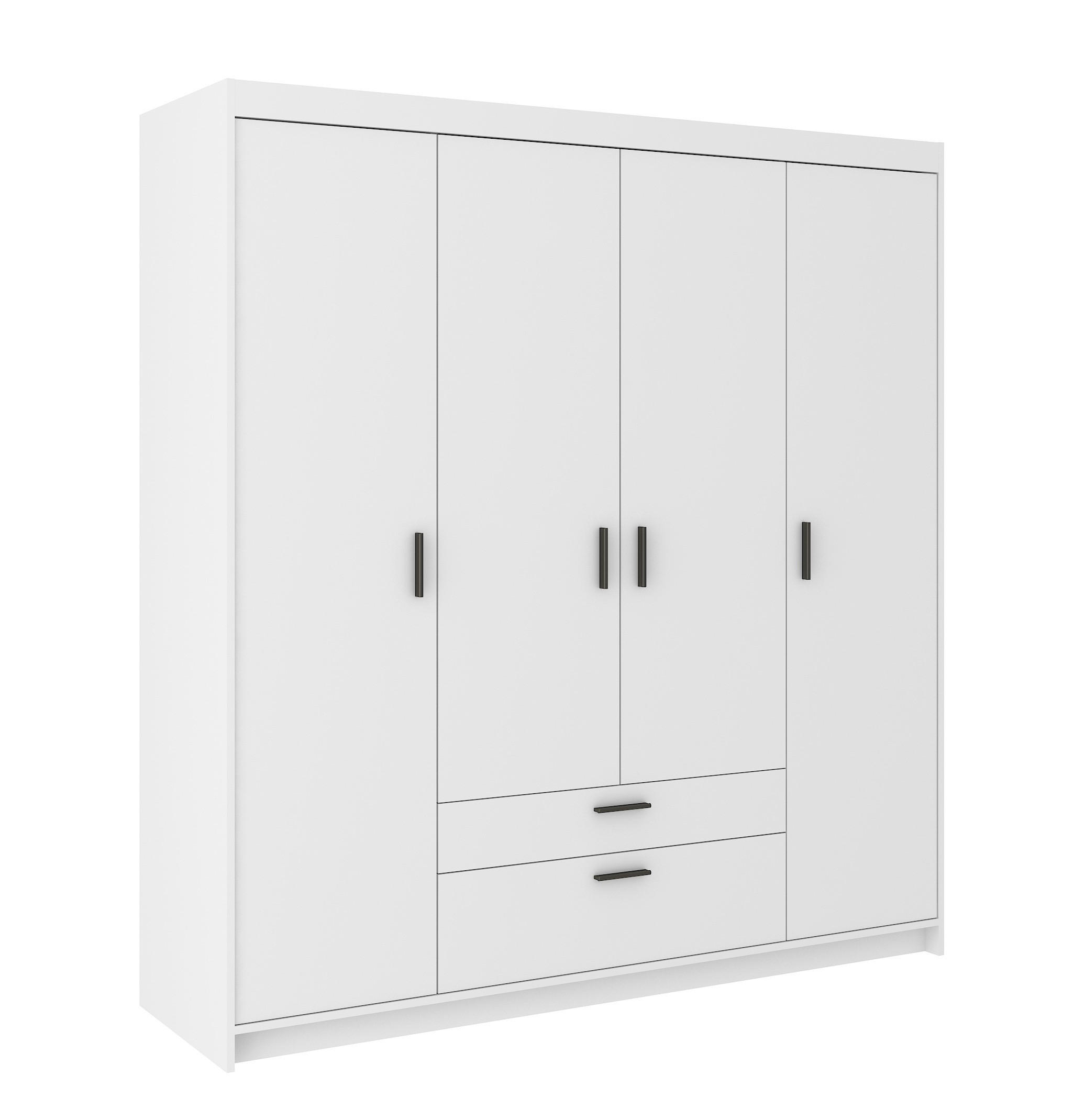 KLEIDERSCHRANK Storicos Weiß 176,3/190,5/53 cm - 4T2S Modern mit Schubladen - Weiß, Holzwerkstoff/Kunststoff (176.3/190.5/53cm) - AX Living