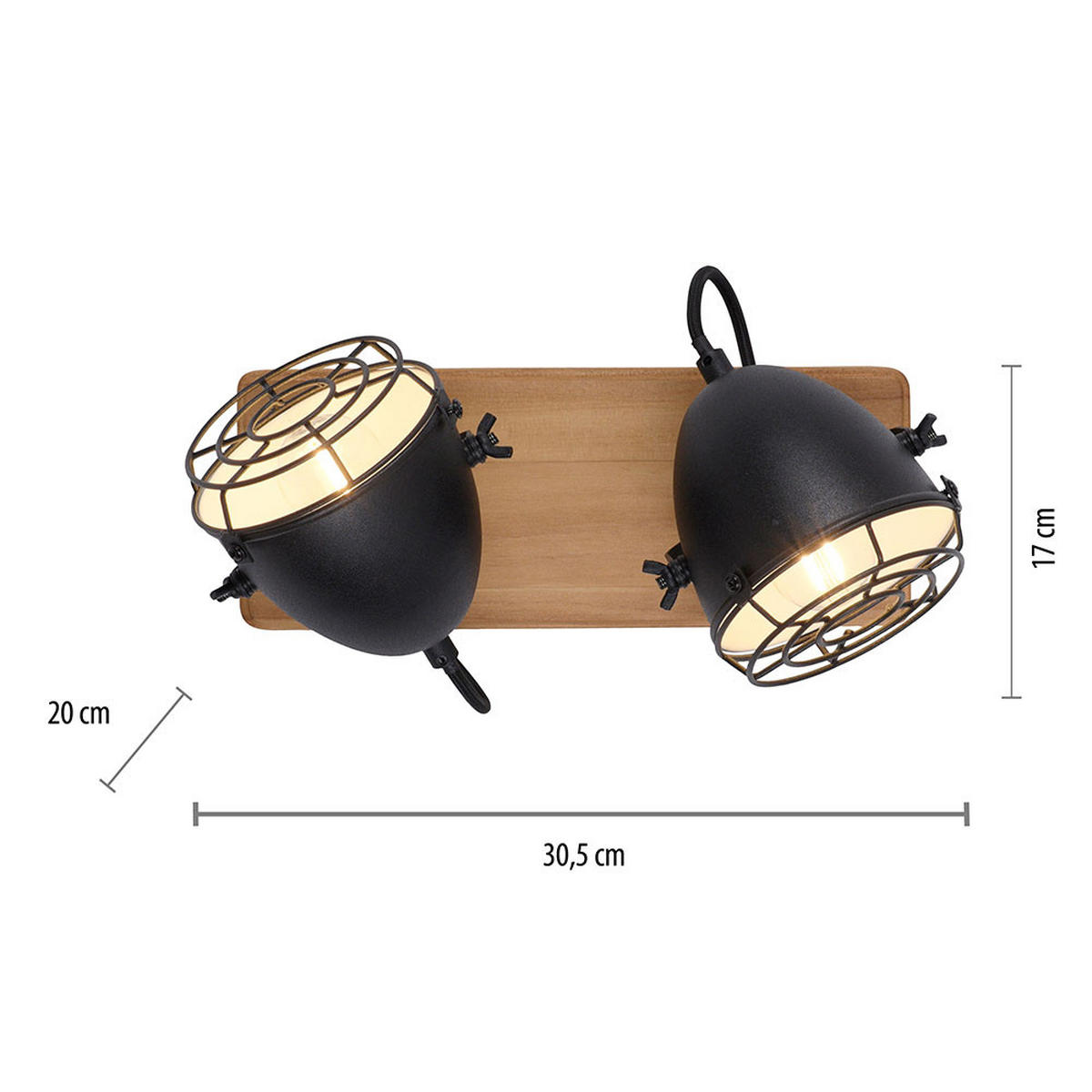 DECKENLEUCHTE Holz Metall Schwarz - Braun, Holz (30.5/17/20cm)