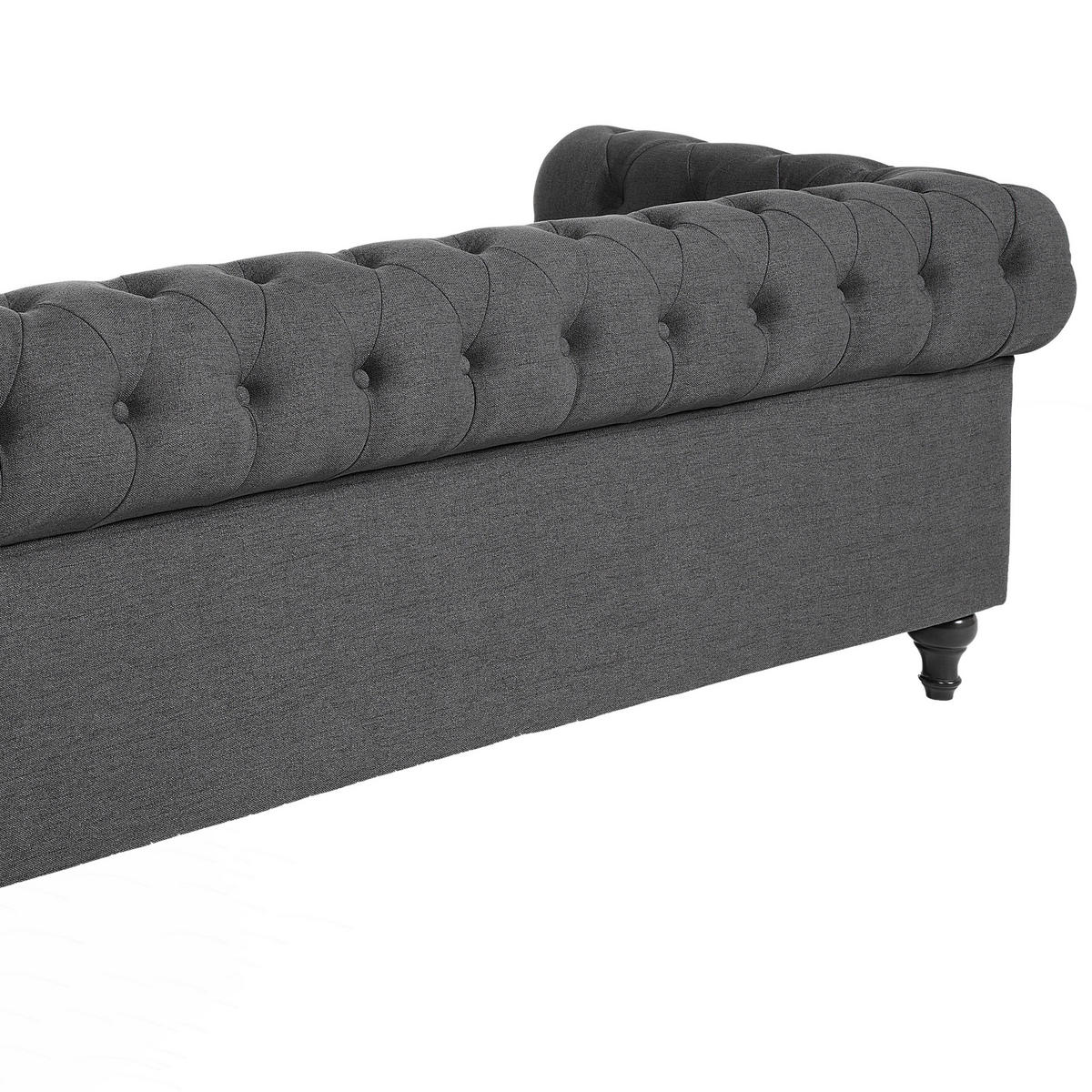 4-SITZER SOFA SET Polyester Grau Chesterfield - Grau, Textil (202/70/75cm) - Beliani