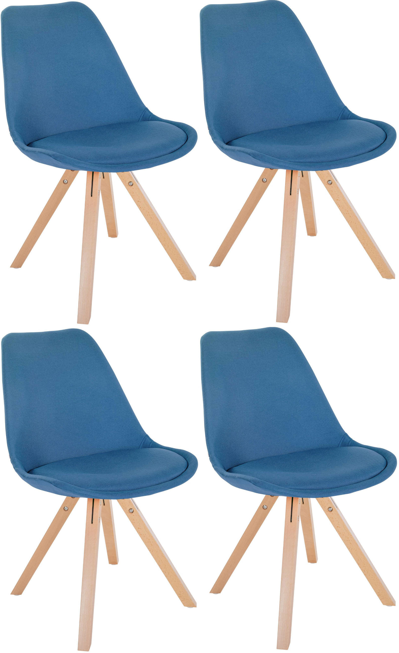 STUHL 4er Set Stoff blau - Blau/Naturfarben, Holz/Textil (48/81/54cm) - CLP