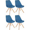STUHL 4er Set Stoff blau - Blau/Naturfarben, Holz/Textil (48/81/54cm) - CLP