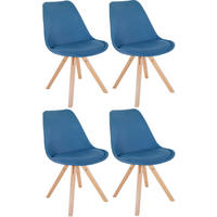 STUHL 4er Set Stoff blau - Blau/Naturfarben, Holz/Textil (48/81/54cm) - CLP