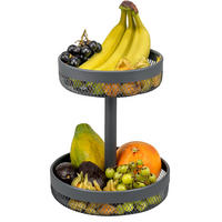 OBSTETAGERE, rund, 2-stöckig, Ø 20 cm und 25 cm, grau, Metall - Grau, Metall (25/31cm) - eluno