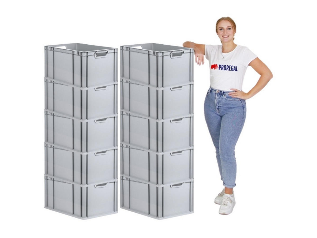 EUROBOX Nextgen Economy Griffe Offen 32x40x60cm 65 Liter - Grau, Kunststoff (40/32/60cm) - PROREGAL