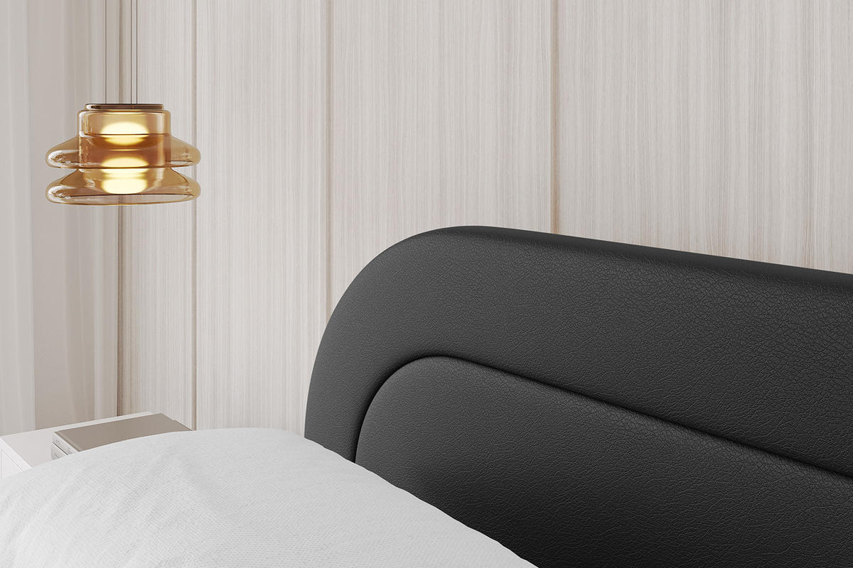 POLSTERBETT mit Bettkasten, Fußteil und Lattenrost, Boxbett mit Matratze H3/H4 - LERIS-v1-Z 180x200 Schwarz Kunstleder - Schwarz Hochglanz, Holzwerkstoff/Textil (180/200cm) - ALTDECOR