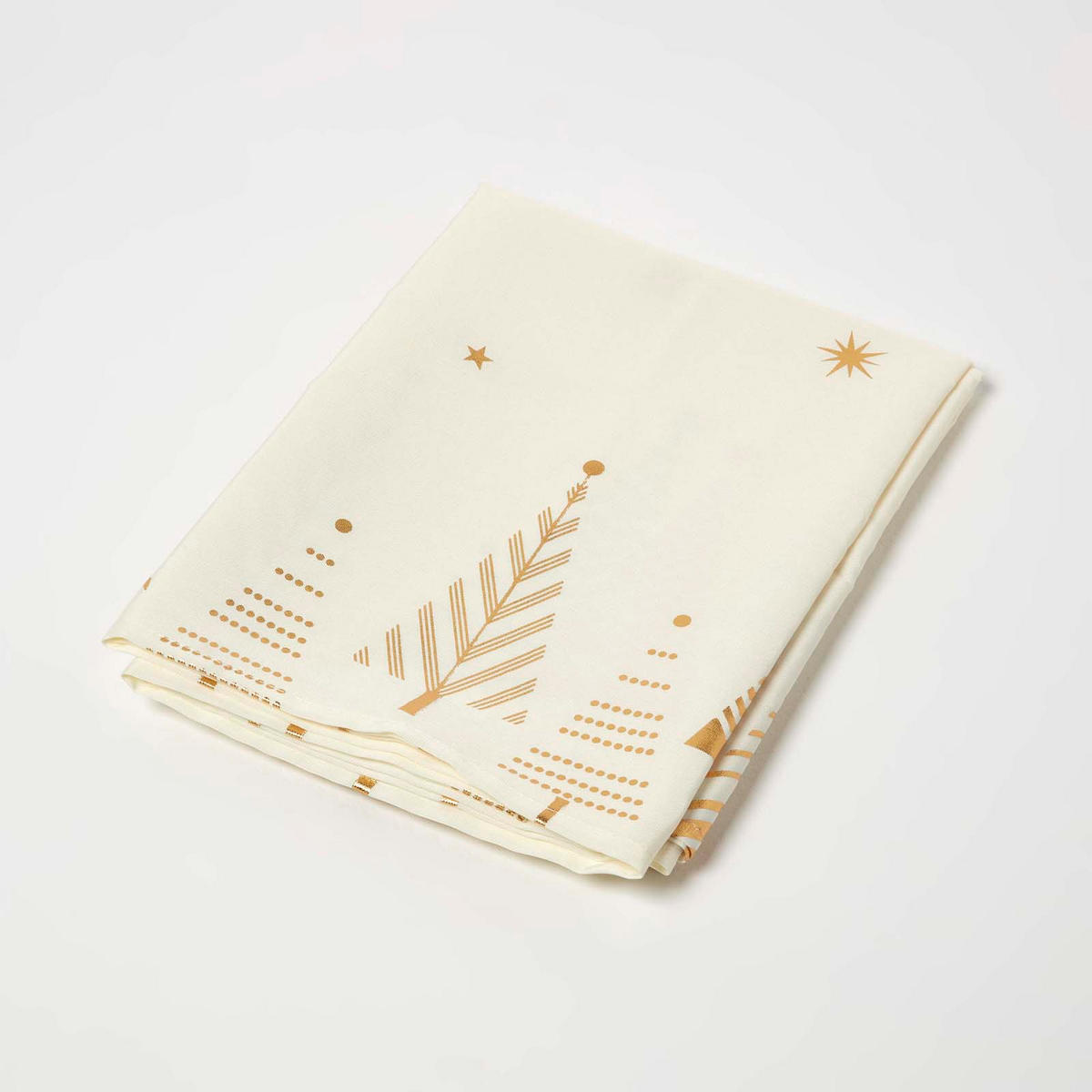 WEIHNACHTSTISCHDECKE creme-gold mit Tannenbaum-Design, 132/274 cm - Creme, Textil (132/274cm) - Homescapes