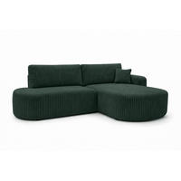 ECKSOFA Mit Schlaffunktion Und Bettkasten, Cordstoff Tilia, Grün, Rechts, ROUND ONE OPEN XL - Grün, Holz (262/175cm) - Kaiser Möbel