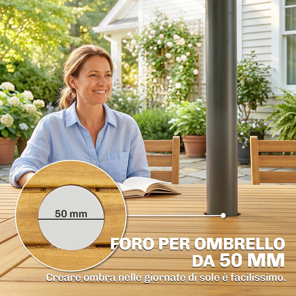 ESSGRUPPEN-SET 7-teilig,ausziehbares Holzset+6 Klappstühle - Beige, Holz - Vallsero