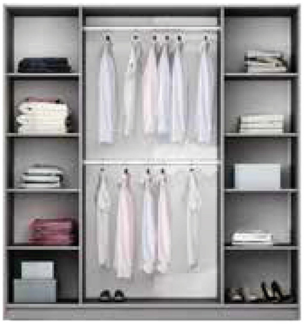 SCHWEBETÜRENSCHRANK IVERN 225/215/65 cm 2-türig mit Spiegel Graphitfarben - Graphitfarben, Holzwerkstoff (225/215/65cm) - MASSENO