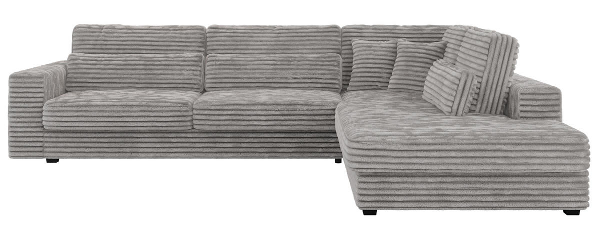 ECKSOFA Savona Hellgrau breiter Cord - rechts - Hellgrau/Schwarz, Kunststoff/Textil (249/316cm) - MKS
