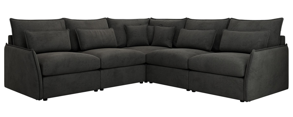 ECKSOFA VERSO L Dunkelgrau Velvet - Dunkelgrau/Schwarz, Kunststoff/Textil (270/270cm) - MKS