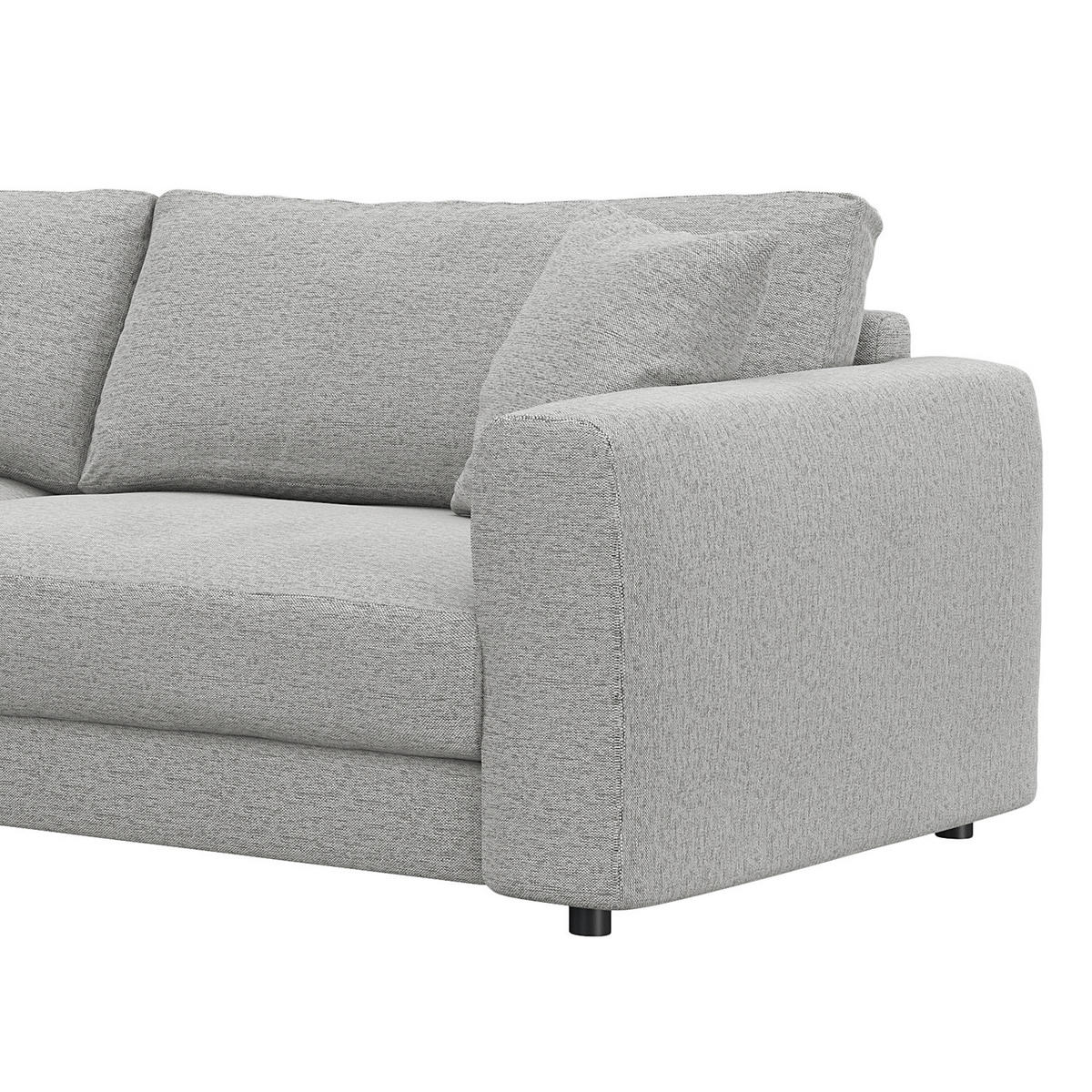 ECKSOFA mit Longchair - Hellgrau/Schwarz, Textil (238/183cm) - home24