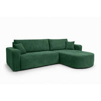 ECKSOFA Mit Schlaffunktion, Cordstoff Poso, Grün, Rechts, ROUND ONE XL - Grün, Holz (271/175cm) - Kaiser Möbel