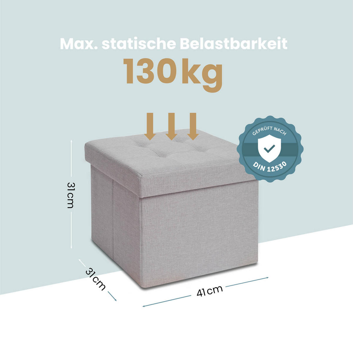 SITZHOCKER 41/31/31 cm, Hellgrau - Hellgrau, Kunststoff (31/31/41cm) - Blumtal