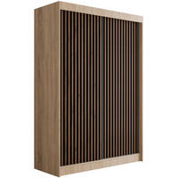 KLEIDERSCHRANK mit Lamel-Schiebetüren VILANv2 - 120 cm Sonoma Eiche + Lamelle Eiche Wotan - Eiche Wotan/Sonoma Eiche, Holzwerkstoff (120/215/61cm) - ALTDECOR