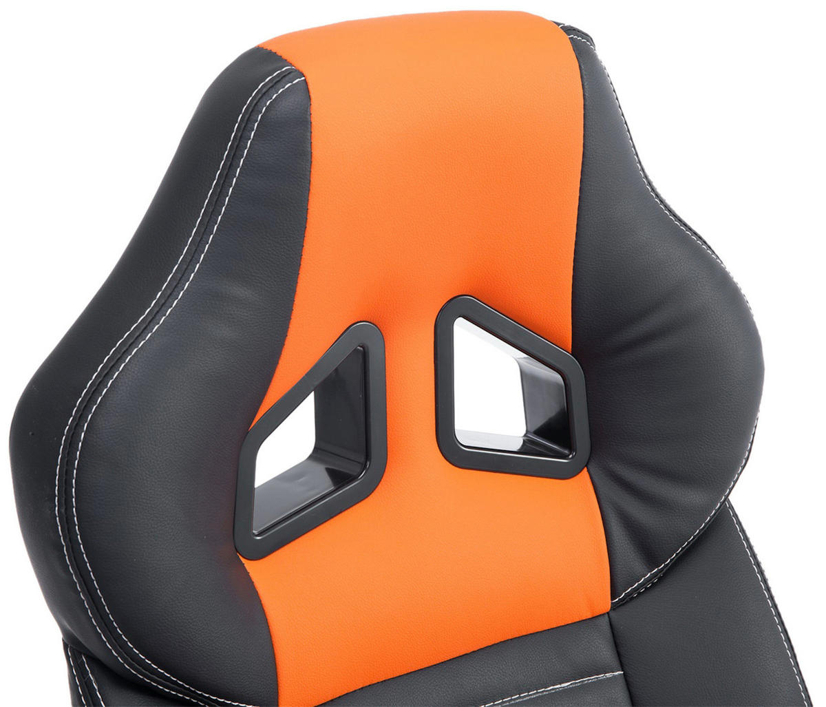 BÜROSTUHL Peso, Kunstleder Schwarz/Orange - Orange, Kunststoff/Textil (65/124/70cm) - TPFLiving