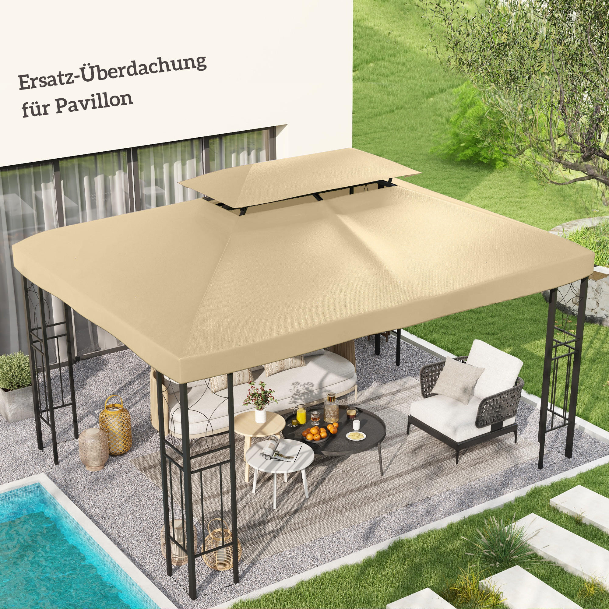 Thumbnail - Outsunny Ersatzdach, Creme, Textil, 300x20x400 cm, Sonnen- & Sichtschutz, Pavillons & Pergolas