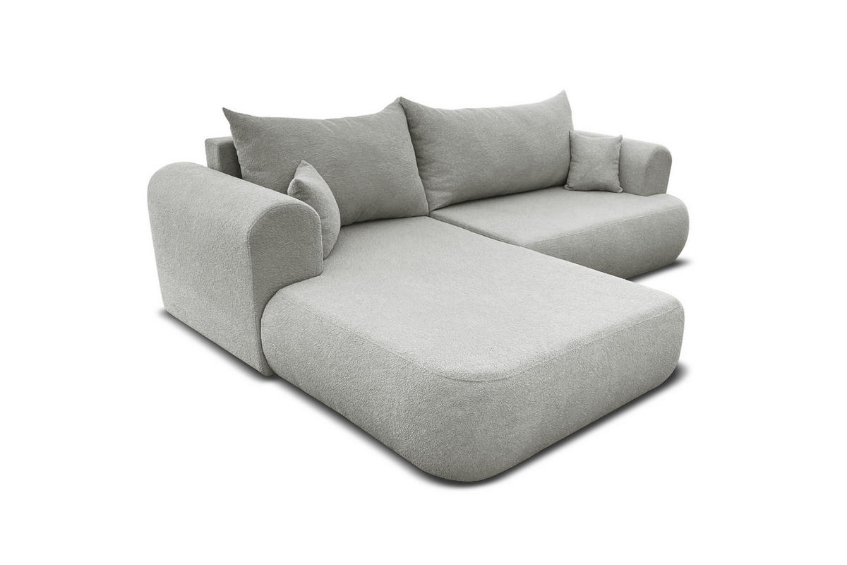 ECKSOFA BRAVO 280/180 in Bouclé Hellgrau links - Hellgrau, Holz/Holzwerkstoff (280/180cm) - Deine Möbel 24