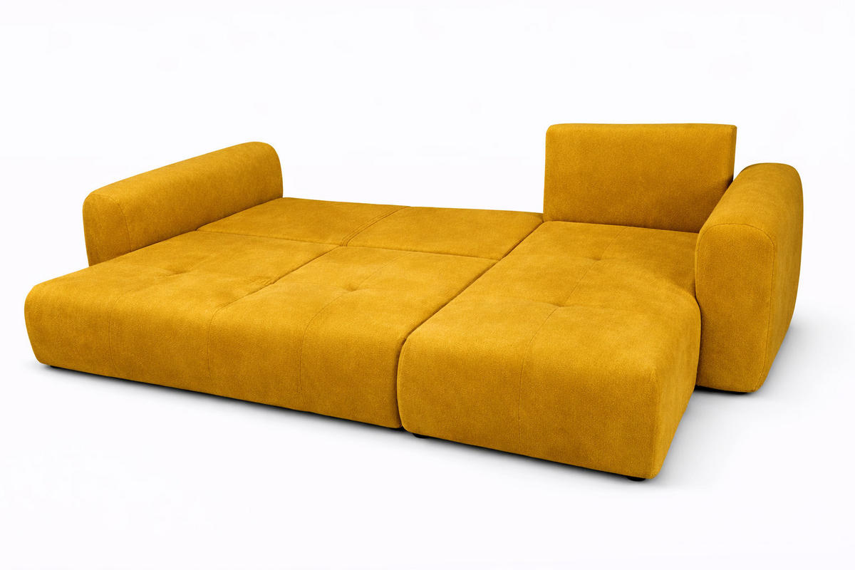ECKSOFA Mit Schlaffunktion Und Bettkasten, Sofa L-Form Bingo L, Veloursstoff Salvador, Gelb, Rechts - Gelb, Holz (250/142cm) - Kaiser Möbel