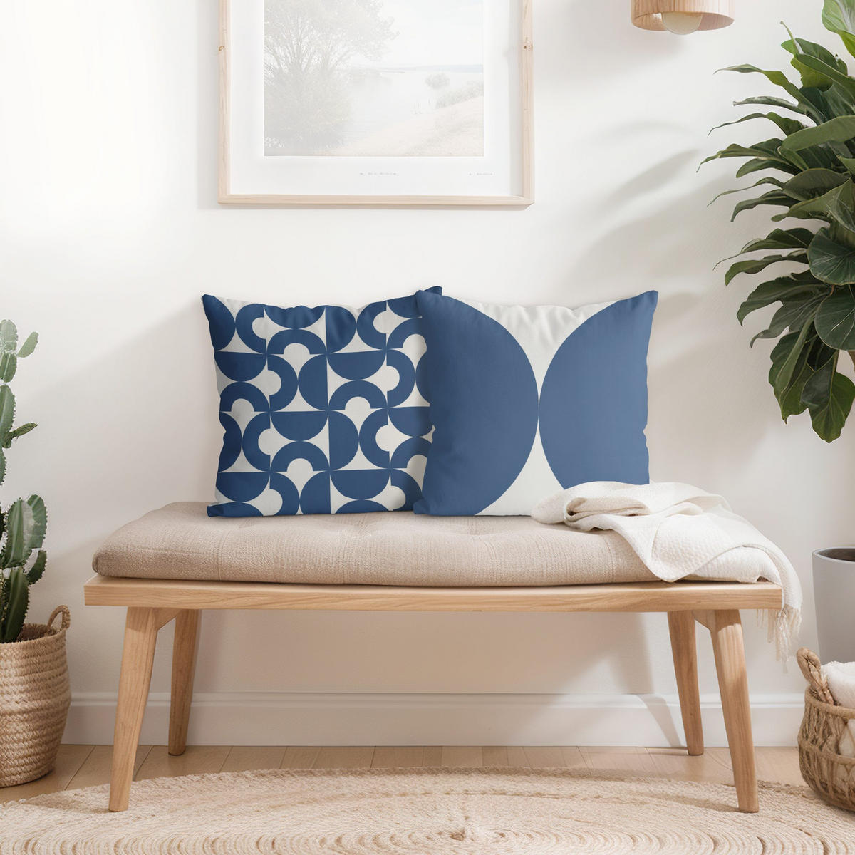 DEKOKISSEN 2er-Set Modernes Muster Duo III 50/50 cm - Blau, Textil (50/50cm) - Bilderwelten