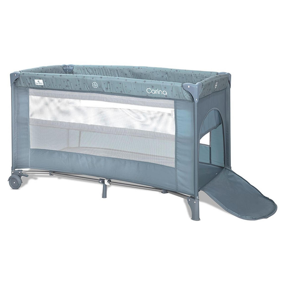 REISEBETT Carina 2 Ebenen blau Matratze Tragetasche faltbar Räder mit Bremse - Blau, Kunststoff (67/125cm) - Lorelli