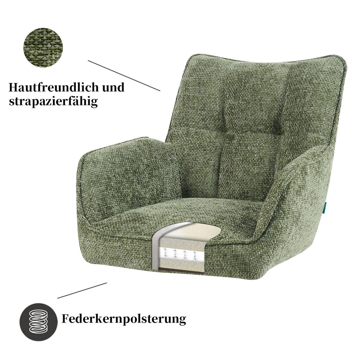 DREHSTUHL Mika-Theo 2er-Set - Nussbaumfarben/Grün, Eichenholz/Holz (59/84/66cm) - DUBI Möbel