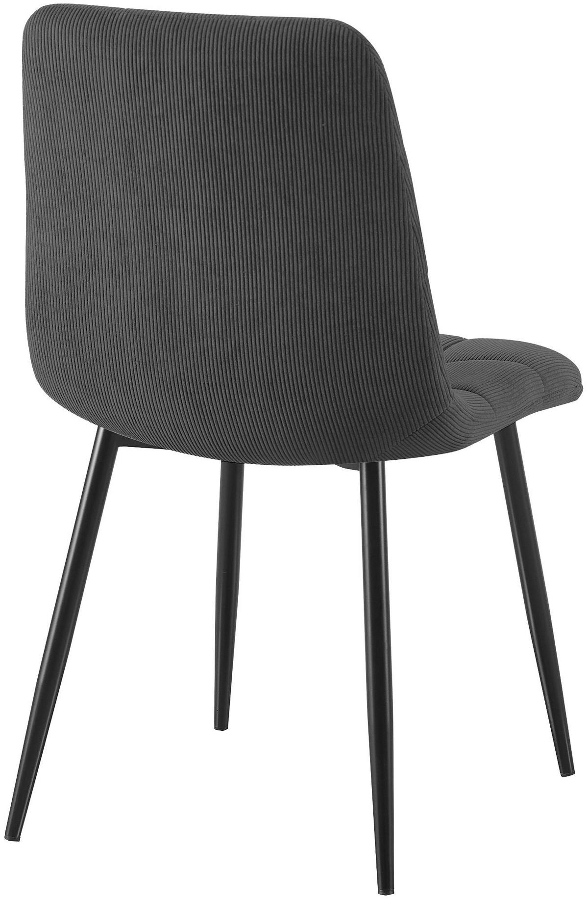 STUHL 4 Cord Grau - Schwarz/Grau, Textil/Metall (45/84/55cm) - CLP