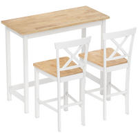 BARTISCH und Barhocker-Set 3tlg. mit Holzoptik - Eichefarben/Weiß, Holz (48/91/108cm) - HOMCOM