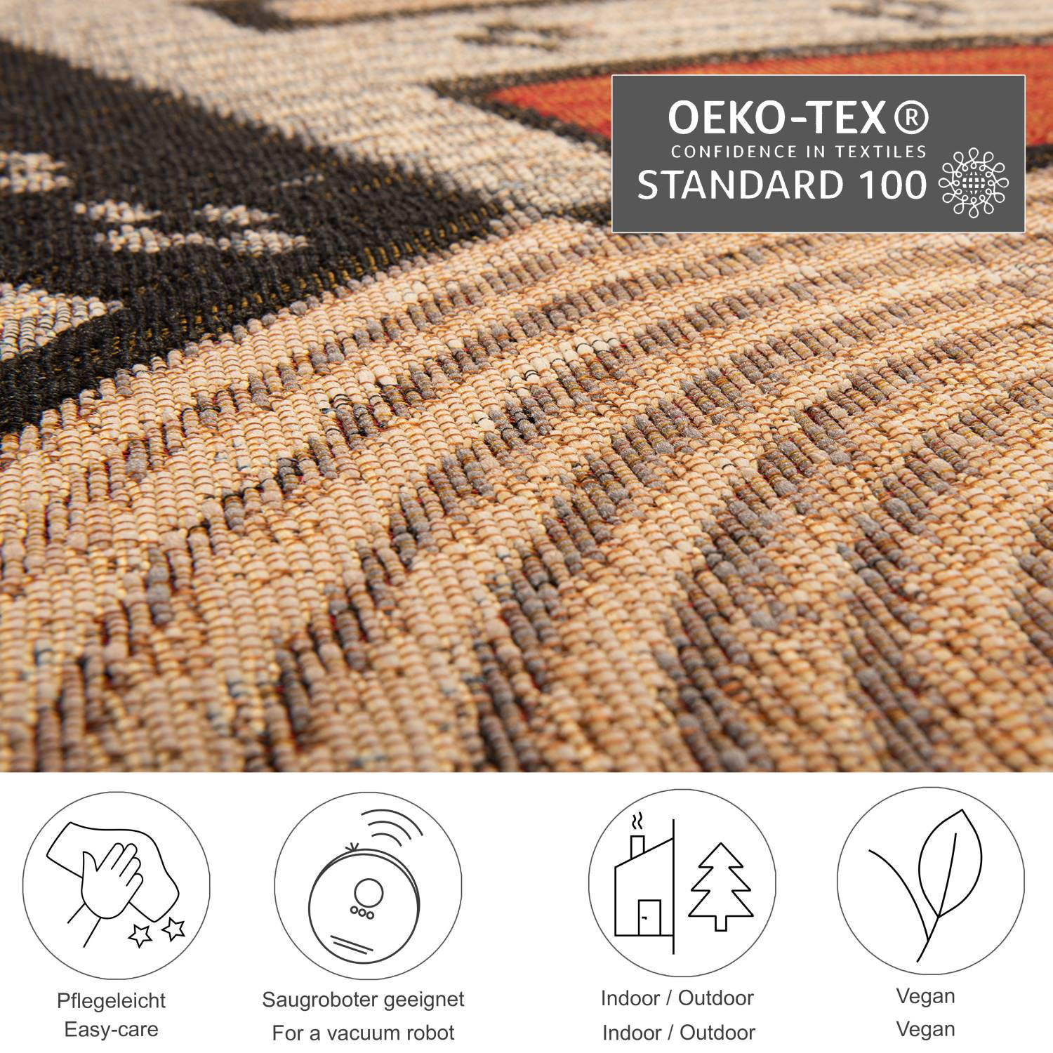 Thumbnail - Gino Falcone Outdoorteppich, Beige, Textil, Abstrakt, Rund, 240x240 cm, Oeko-Tex®, für Fußbodenheizung geeignet, leicht ...
