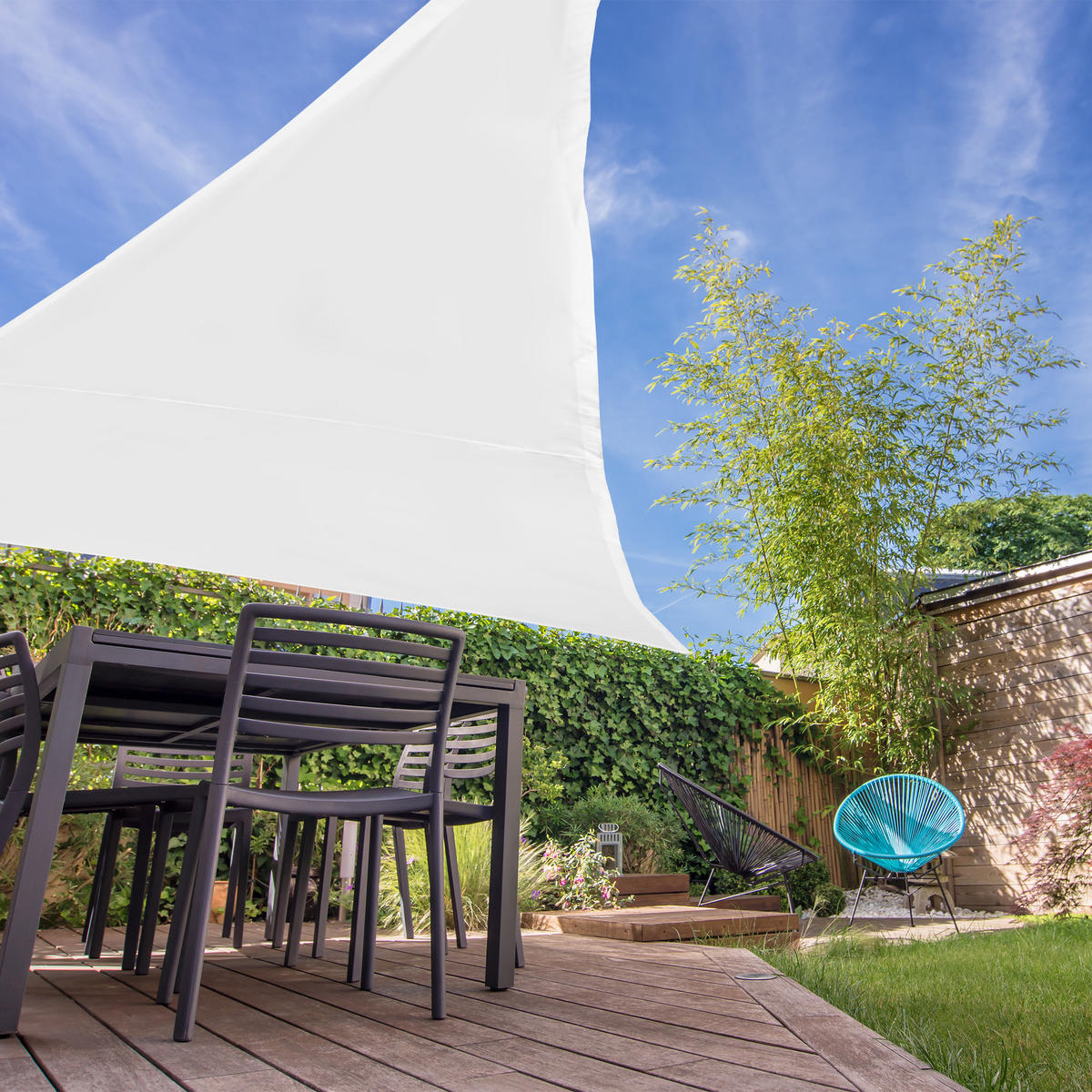 SONNENSEGEL - Weiß, Textil/Metall (300/250cm) - Relaxdays