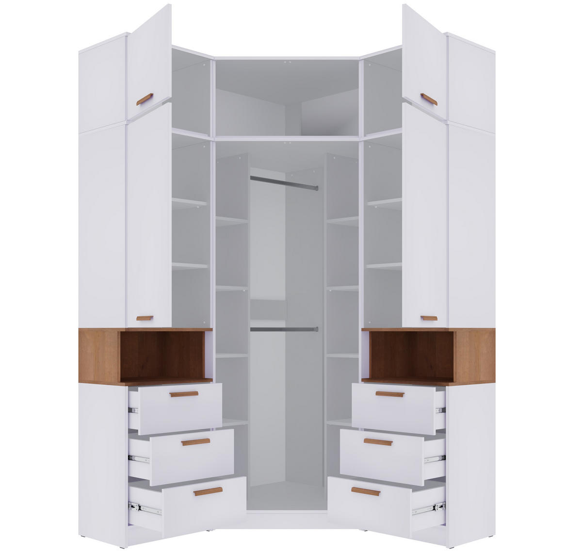 ECKKLEIDERSCHRANK GRANT SET 14/B WEIß 143/235/143 - Weiß, Holzwerkstoff (143/235/143cm) - Marmex Möbel